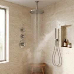 Aquanello Eterna Duschset i rostfritt stål för infällning termostat 2 avstängningskranar 25 cm ET-S-SET2-2-02
